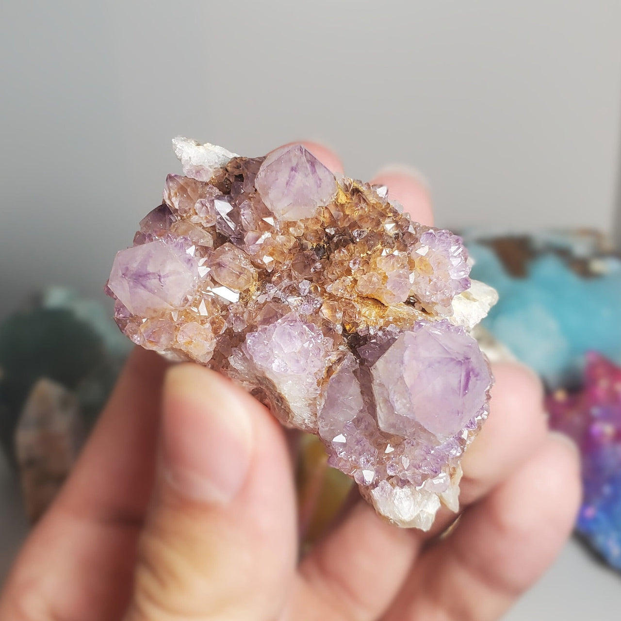 Purple Spirit Quartz Specimen with hematite inclusions, Authentic Amethyst Cactus Crystal, Crystal Decor